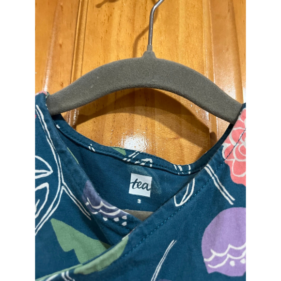 Little Girl Tea Collection Floral Wrap-Neck Cotton Long Sleeve Dress Size 3 - Picture 2 of 4